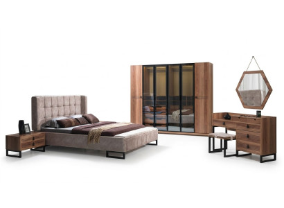 Set da camera da letto 5 pezzi. Letto di lusso 2 comodini comò armadio in legno nuovo