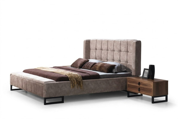 Letto Letto matrimoniale Letti Mobili Arredamento Camera da letto Design Tessuto.