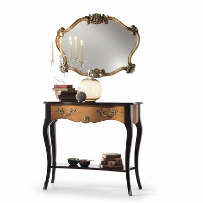 Console tavolo mobile stile barocco specchio legno italiano tavoli gruppo 2 pezzi set
