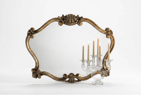Specchio da parete classico italiano con foglie di bronzo barocco