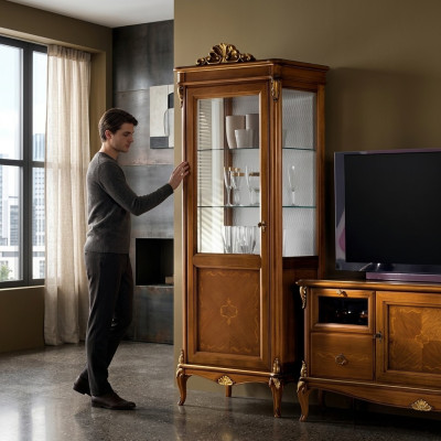 Soggiorno credenza Armadio in vetro Vetrina credenza da pranzo Armadi in legno Mobili