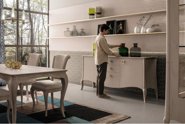 Comò, credenza, scaffale, armadio, scaffali, mobili in legno massiccio dall'Italia, armadi.