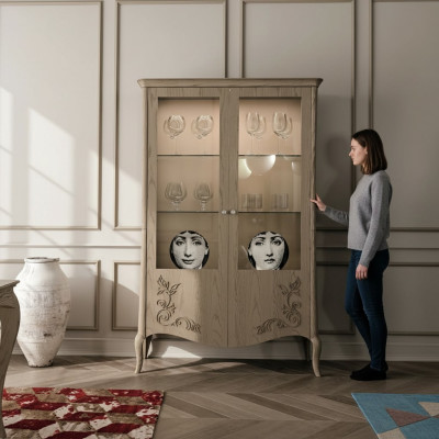 Soggiorno Mobiletto Vetrina in vetro Vetrine Sala da pranzo Mobiletto in legno Armadi Mobili