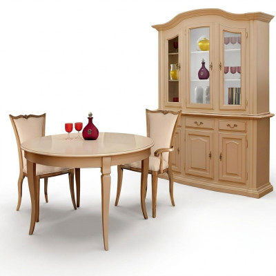 Mobili da sala da pranzo in legno massiccio, credenza in legno massiccio con vetrina in vetro nuova