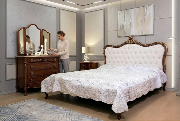 Letto matrimoniale Design Letti Camera da letto Letti Vaccari Mobili Massello Legno Letto Nuovo