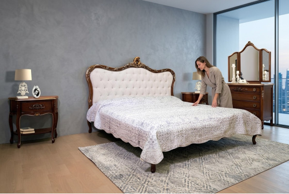 Letto 2x Comodino 3 pezzi Set Camera da letto Design Mobili Moderni di Lusso Letti Nuovi