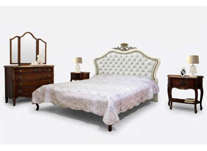 Letto classico Mobili di lusso Letti Arredamento Camera da letto Comodino 2x 3 pezzi.