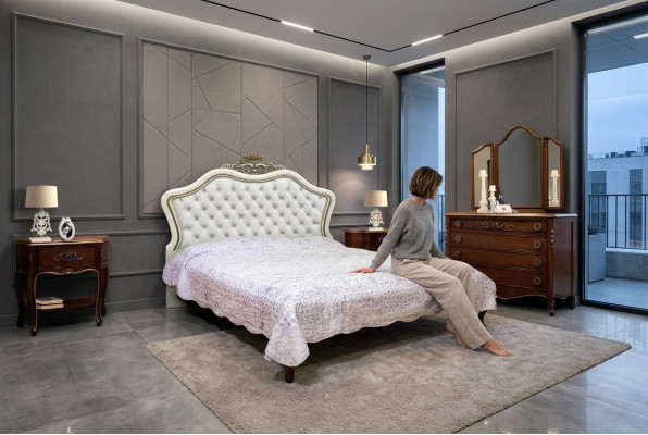 Letto matrimoniale Letti Camera da letto Mobili in legno massiccio Vaccari cav giovanni Letto Nuovo