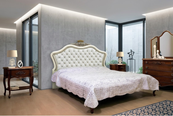 Letto matrimoniale Letti Camera da letto Mobili in legno massiccio Vaccari cav giovanni Letto Nuovo