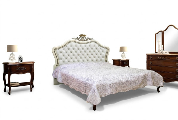 Letto matrimoniale Letti Camera da letto Mobili in legno massiccio Vaccari cav giovanni Letto Nuovo