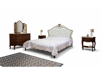 Set completo di 4 pezzi per la camera da letto design moderno lussuoso letto 2 comodini.