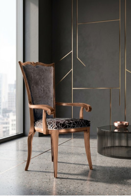 Sedia da pranzo Art déco con braccioli Sedie da pranzo Design Tessuto di lusso Poltrona  Sedia da pranzo Art déco con braccioli Sedie da pranzo Design Tessuto di lusso Poltrona