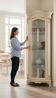 Massiccio armadio in vetro vetrina in legno reale mobile da soggiorno credenza