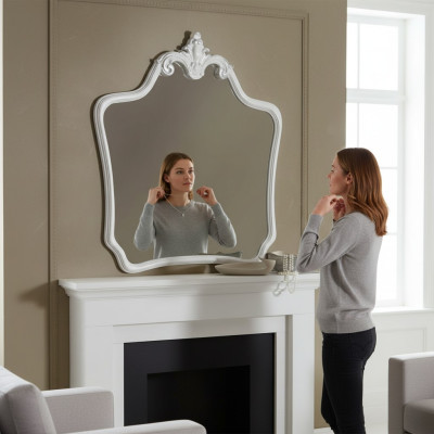 Specchio di design classico, specchio da parete italiano in legno da terra, parete italiana, nuovo.