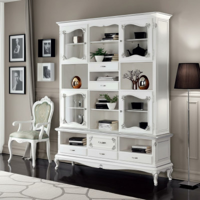 Vetrina soggiorno armadio libreria credenza mobili classici scaffali legno