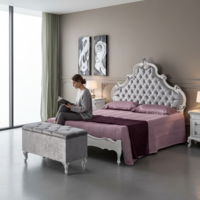 Letto Camera da letto Design Letti Legno Letto matrimoniale Mobili italiani Chesterfield