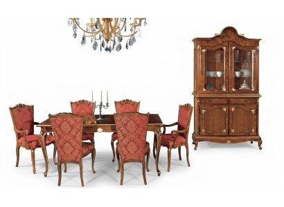 Tavolo da pranzo italiano + 6 sedie con schienale poltrona Set da pranzo Gruppo da pranzo 7 pezzi.