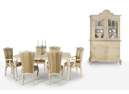 Set da tavolo Tavolo 6 sedie Stile di lusso Mobili 8 pezzi Gruppo sedia Vetrina