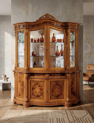 Vetrina XXL in vetro, legno massello, credenza vetrina, mobili italiani, armadi.
