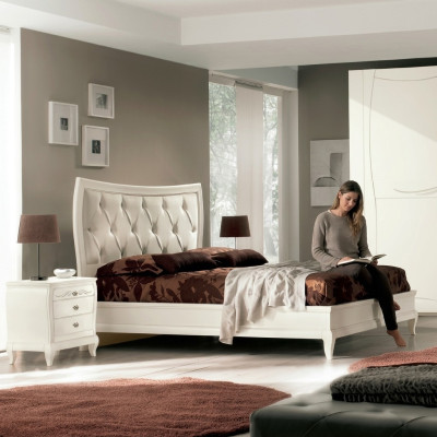 Letto Camera da letto Set Letto 2x Comodino Legno Mobili Classici Italiani 3pz