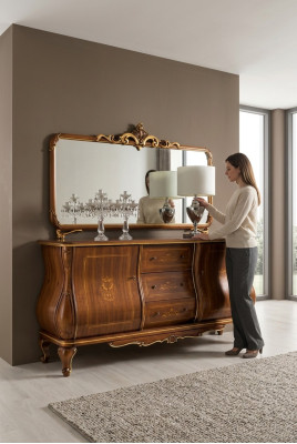 Mobiletto con specchio credenza sideboard mobiletto in legno armadio mobile marrone nuovo