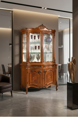Vetrina Buffet Sala da Pranzo in Legno Massello Mobili Italiani Armadio in Vetro Nuovo