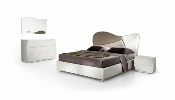 Letto matrimoniale di lusso telaio letto bianco Letto matrimoniale in pelle legno Design moderno Nuovo
