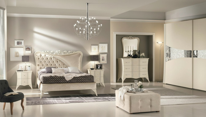 Camera da letto Letto Comodino Consolle Armadio Moderno Legno Set di lusso 6 pezzi.