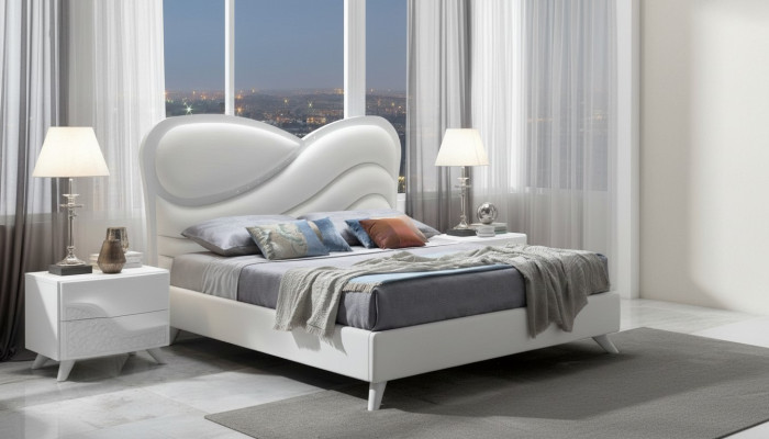 Letto matrimoniale Letto Struttura del letto Telai del letto Bianco Doppio Moderno Lusso Stile Italy Nuovo