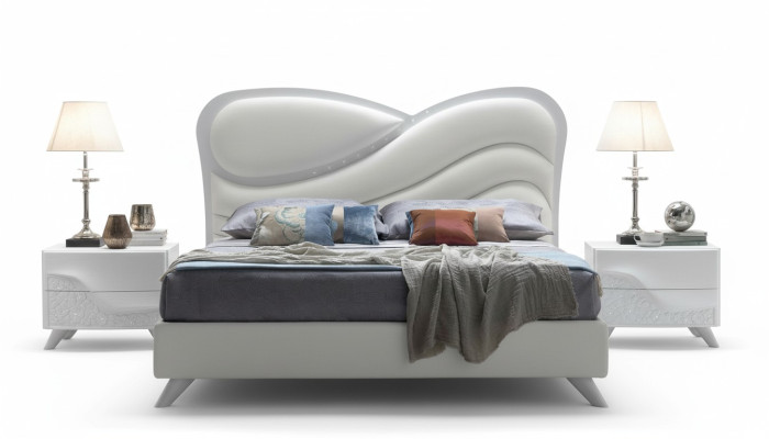 Letto matrimoniale Letto Struttura del letto Telai del letto Bianco Doppio Moderno Lusso Stile Italy Nuovo