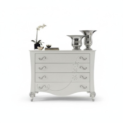 Comò con specchio in legno in stile moderno per la camera da letto.