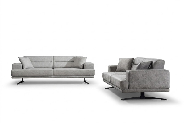 Divano composto da 3 posti + 3 posti in pelle, imbottito, design moderno.