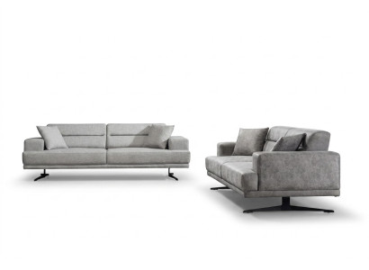 Divano composto da 3 posti + 3 posti in pelle, imbottito, design moderno.