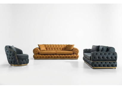 Sofà Chesterfield di lusso 3+3+1 posti in pelle, divano poltrona divani