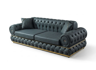 Divano 3 posti Chesterfield imbottiti Tre posti in pelle blu soggiorno mobili