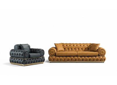 Lussuoso set di divani Chesterfield 3+1 posti divano poltrone divani imbottiti.