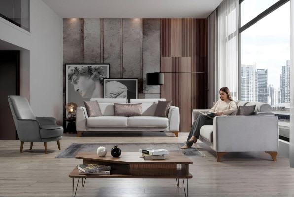 Divano componibile 3+3+1 posto Design Divani Divano Divano Poltrona Sitz Divano