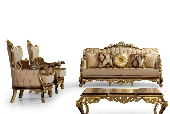 Garnitura Divano 3+1+1 Posti Seduta Divano Divani Poltrona Set Design Barocco Couch