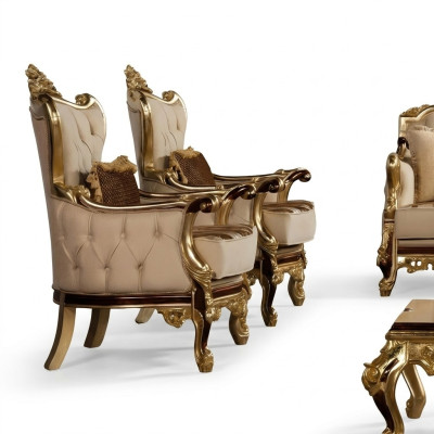 Poltrona Design Divano Poltrona Barocca Chesterfield Tessuto Salotto Nuovo Poltrona con Poggiapiedi
