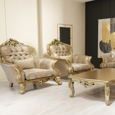 Poltrona poltrona design Divano imbottito Barocco Chesterfield Tessuto Soggiorno Nuovo