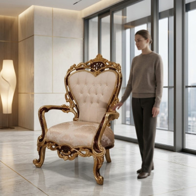 Poltrona poltrona di lusso design divano divano Chesterfield in tessuto oro nuovo