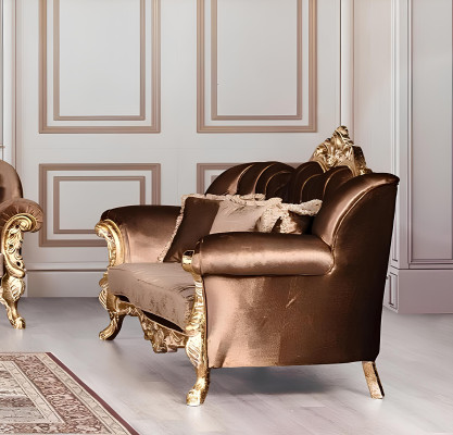 Sofà set 3+3 posti Luxury Garnitur Divano Divani Set Barocco Soggiorno.