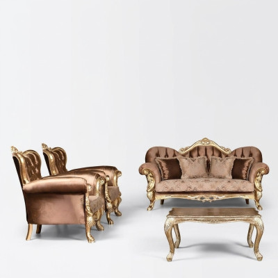 Poltrona orecchie Sedile design barocco Divano Imbottito Chesterfield Tessuto Seduta Nuova