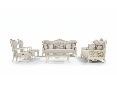 Set divano 3 posti + 3 posti + 1 posto + 1 posto con tavolino da salotto, 5 pezzi, classico, divani, poltrone, lusso, nuovo