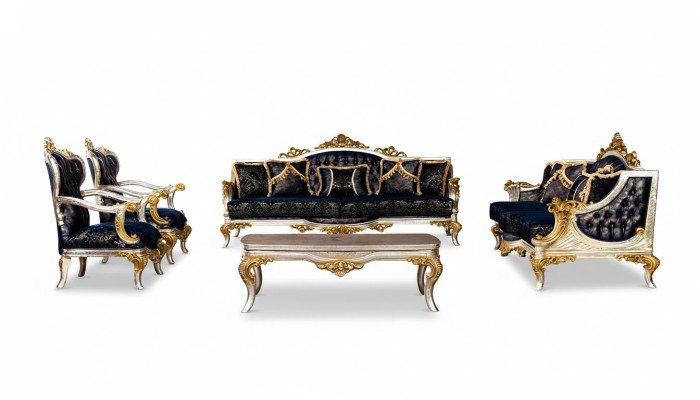 Set di divani 3+3+1+1 Tavolino da salotto Classico Divani Poltrone di lusso Nuovo Set 5 pezzi