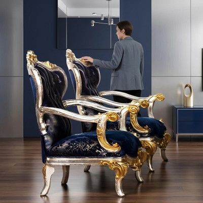 Poltrona poltrona ad ali di design divano divano stile barocco in tessuto