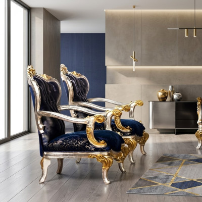 Poltrona poltrona ad ali di design divano divano stile barocco in tessuto