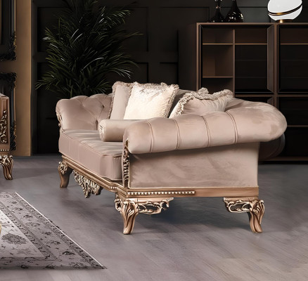Divano Chesterfield 3 posti + 3 posti + poltrona lussuoso set in tessuto 2 pezzi