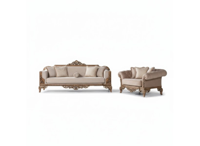 Divano Chesterfield 3 posti + 3 posti + poltrona lussuoso set in tessuto 2 pezzi