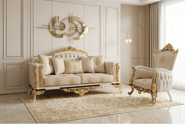 Set di divani 3+1 posti di lusso con divano poltrona divani relax design barocco